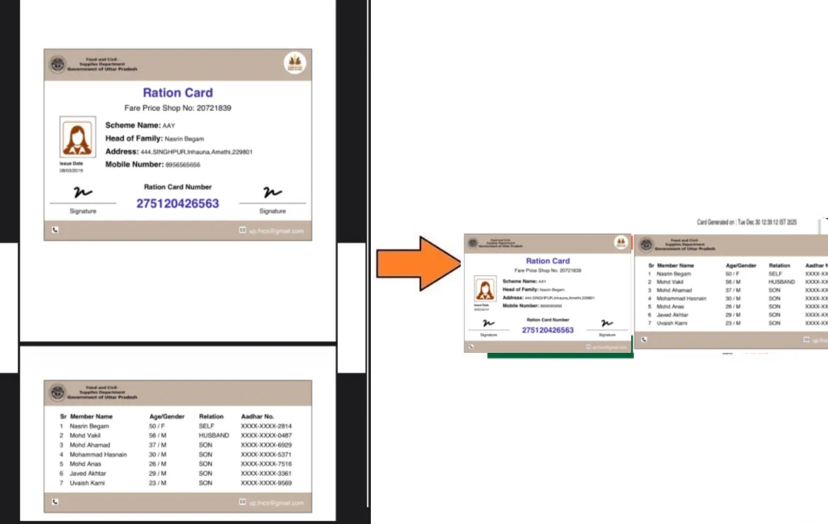 Smart Ration Card PVC print crop (Demo)