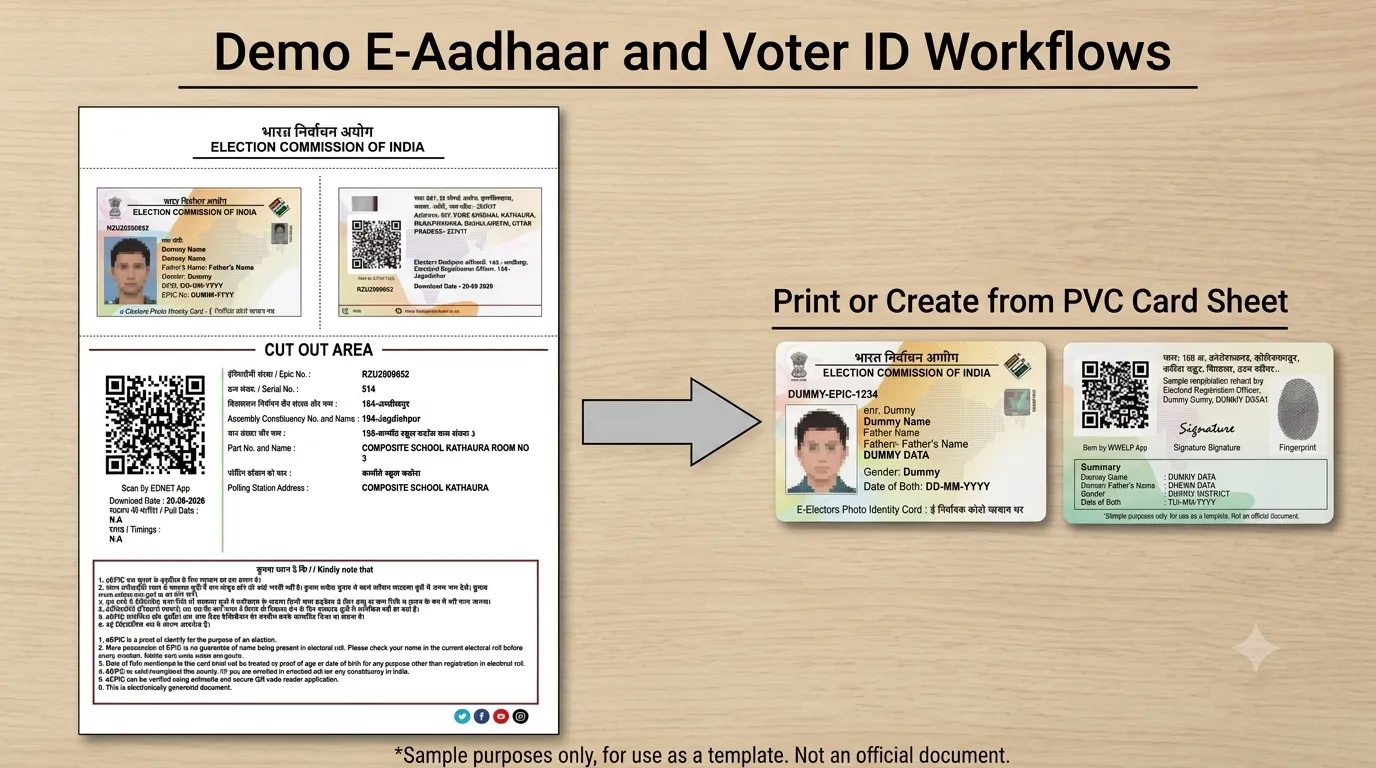Voter ID card front and back print size crop (Demo)